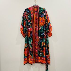 RACHEL ZOE SET Reversible Belted Kimono with Matching Wide Leg Pants Size Large